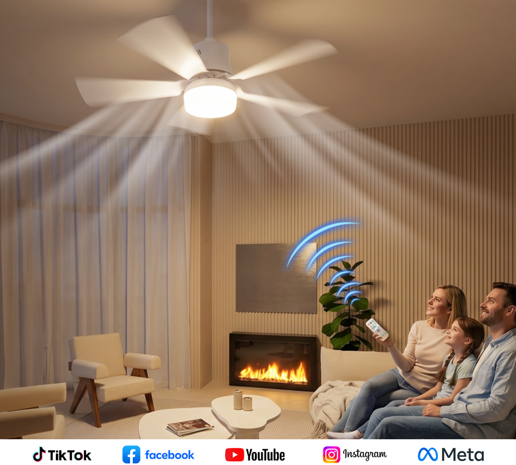 Ventilateur sur douille 2-en-1 avec télécommande