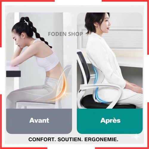 Coussin de siège ergonomique en mousse à mémoire de forme avec soutien lombaire – Confort optimal toute la journée, idéal pour le bureau, la voiture et la maison