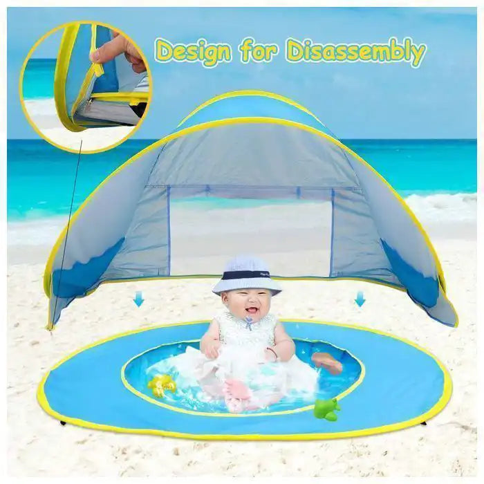 Tente de plage portable pour bebe, tente pop-up de plage pour bébé avec piscine