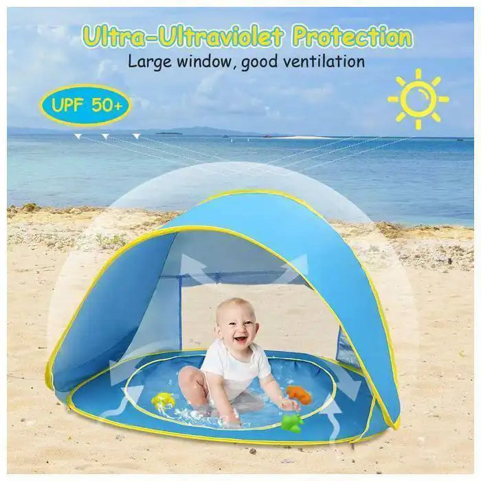 Tente de plage portable pour bebe, tente pop-up de plage pour bébé avec piscine