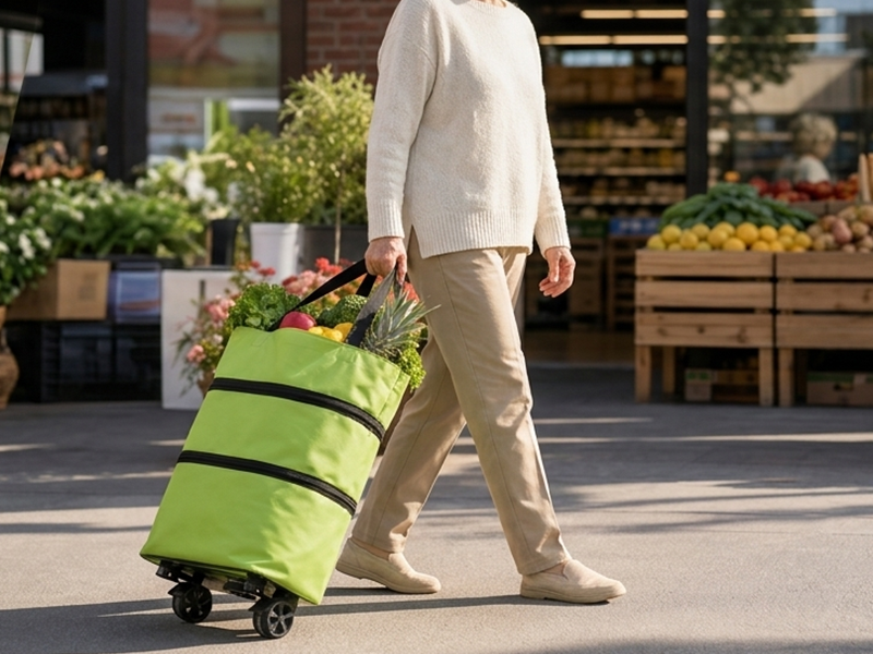 🔥PROMO EXCEPTIONNELLE -50 %🔥 Sac de course pliable 2-en-1 à roulettes – Avec roues style bagag