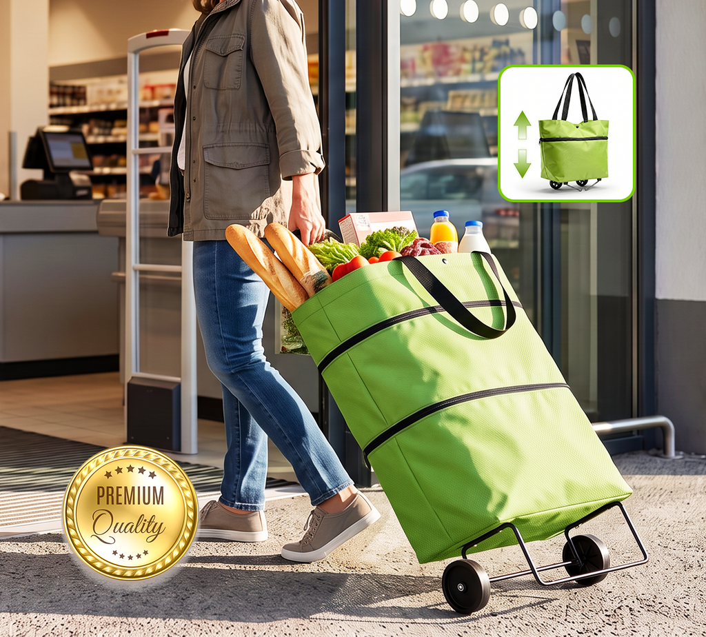 🔥PROMO EXCEPTIONNELLE -50 %🔥 Sac de course pliable 2-en-1 à roulettes – Avec roues style bagag