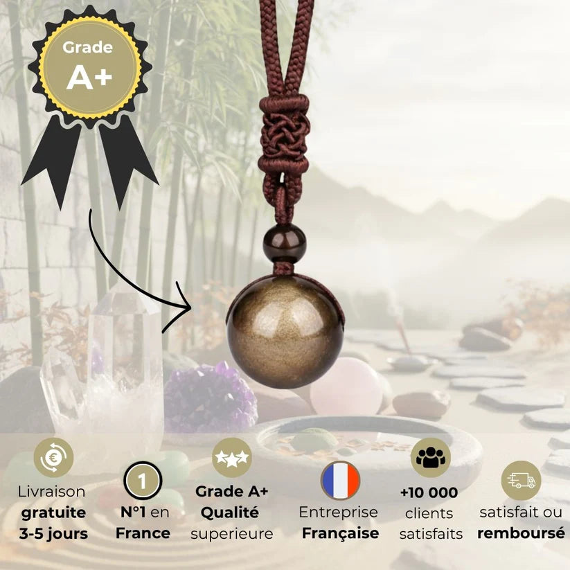 Collier – "Bouclier énergétique" – Obsidienne dorée A+