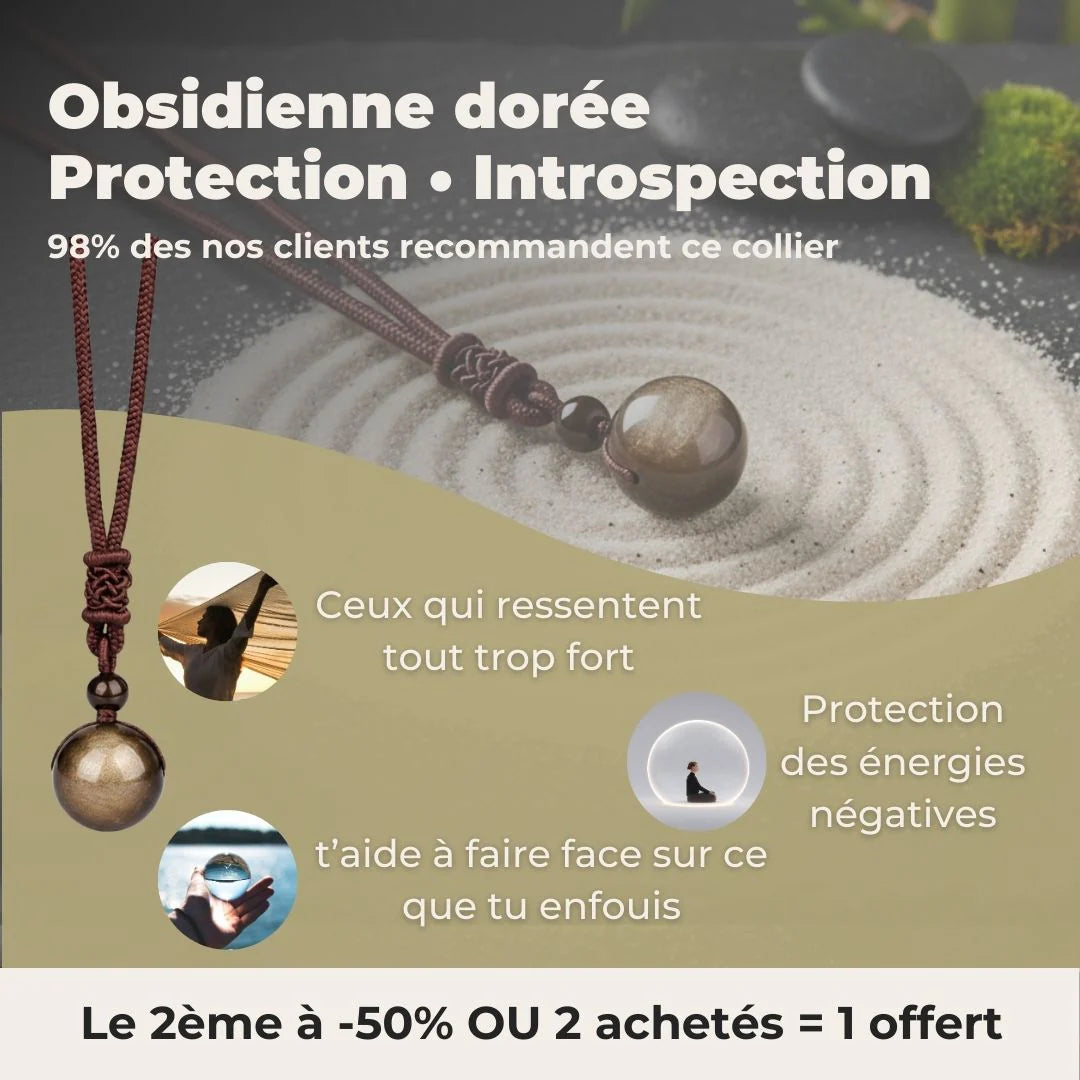 Collier – "Bouclier énergétique" – Obsidienne dorée A+