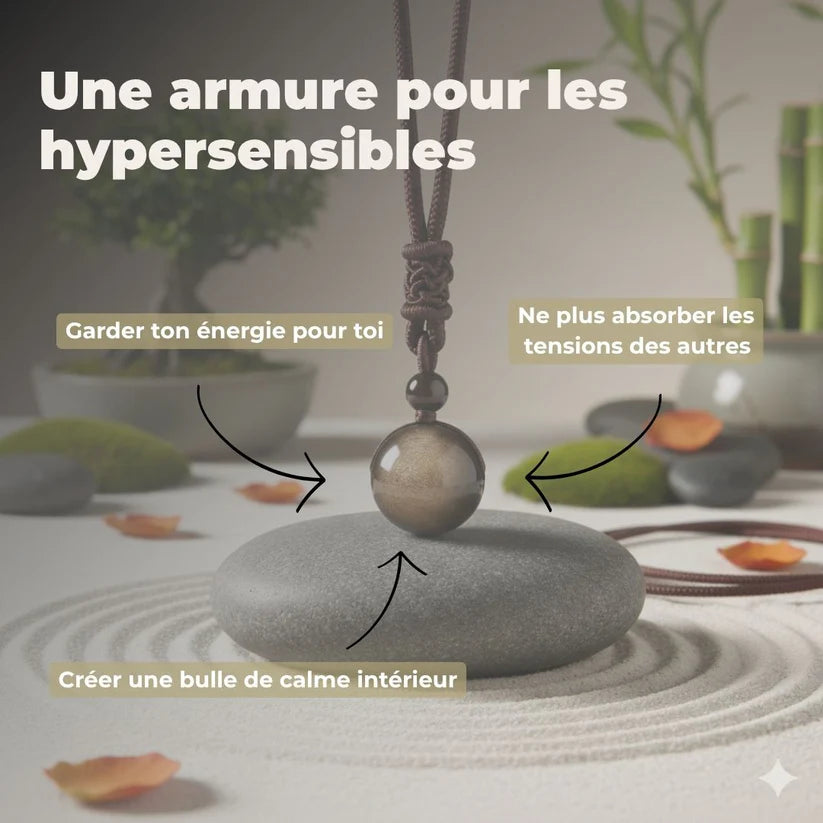 Collier – "Bouclier énergétique" – Obsidienne dorée A+