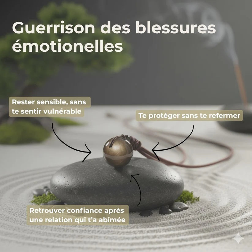 Collier – "Bouclier énergétique" – Obsidienne dorée A+