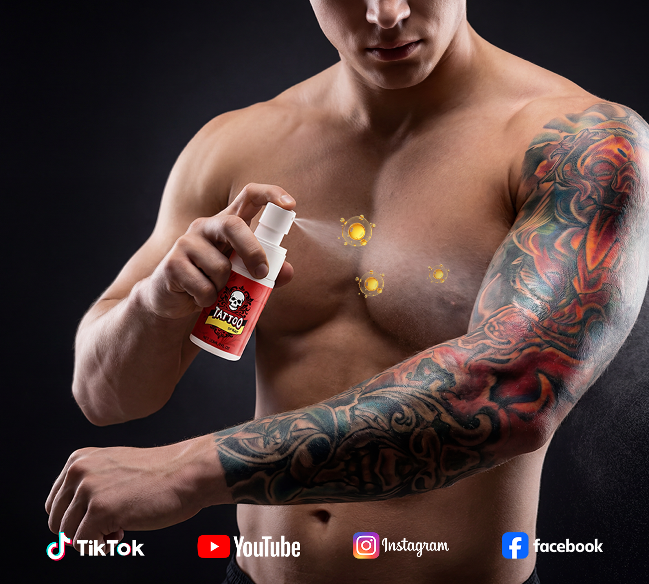 Spray hydratant brillant de soin pour tatouage