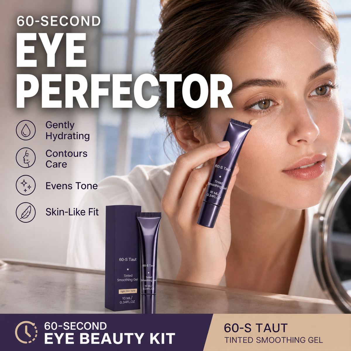 Kit de maquillage pour les yeux « 60 secondes » – Gel teinté raffermissant pour les poches et les cernes