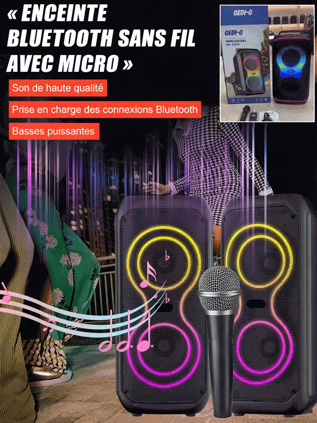 📢📢Enceinte Bluetooth sans fil avec caisson de basses