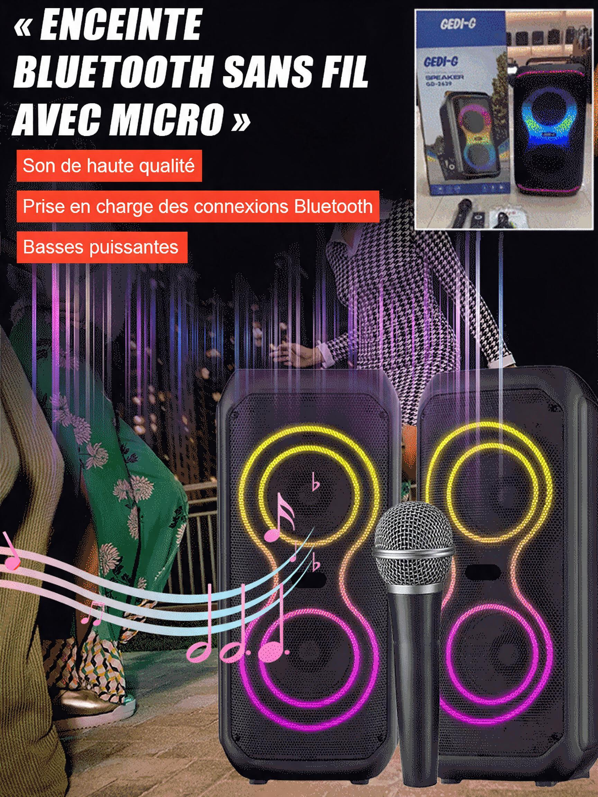 📢📢Enceinte Bluetooth sans fil avec caisson de basses