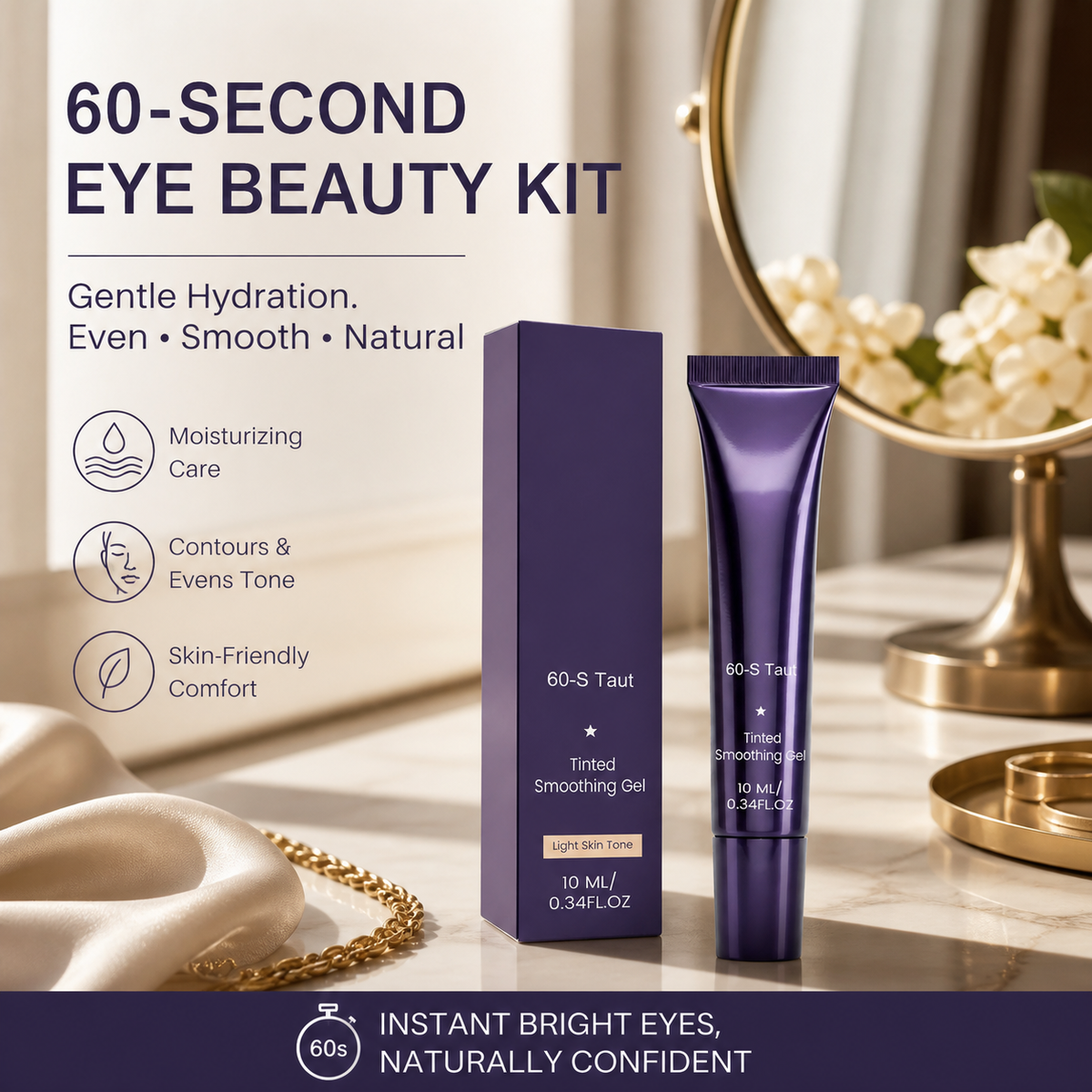 Kit de maquillage pour les yeux « 60 secondes » – Gel teinté raffermissant pour les poches et les cernes