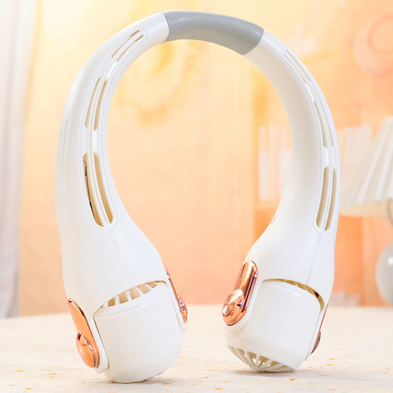🔥🌪️🍃 VENTE CLIMATISEUR PORTABLE – Ventilateur de Cou à Faible Bruit, Rotatif 360° & Autonomie Longue (Blanc/Rose