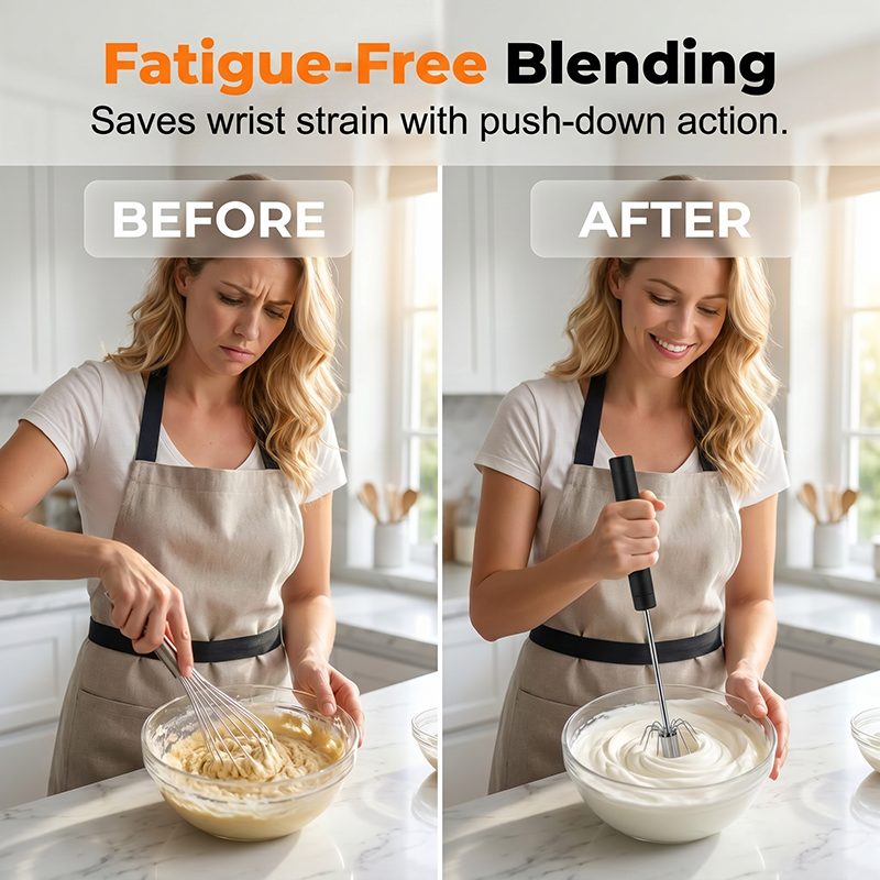 🥚🍰🎂 OFFRE LIMITÉE 57% DE RÉDUCTION! Batteur à Œufs Manuel Semi-Automatique en Acier Inoxydable – Fouette Œufs, Crème et Pâte en Secondes, Poignée Ergonomique – Parfait pour Gâteaux, Crêpes & Desserts Maison