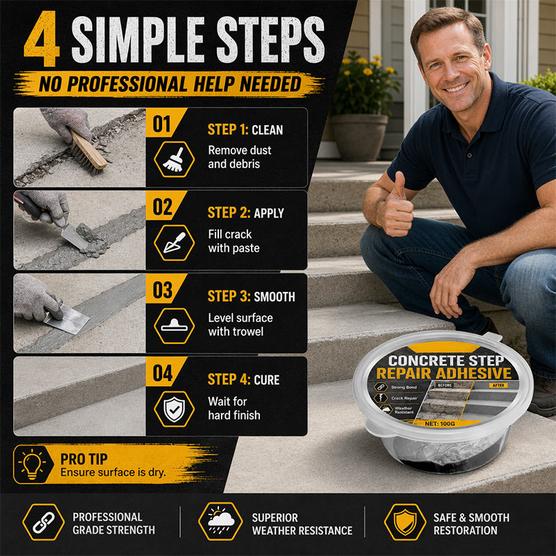 🔧🏠 Pâte de Réparation pour Béton – Réparez facilement les fissures, marches et allées !
