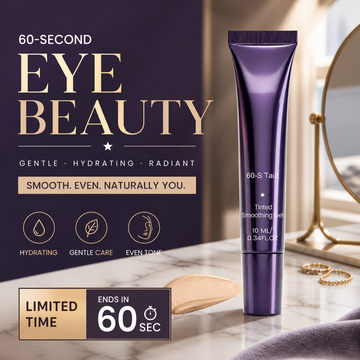Kit de maquillage pour les yeux « 60 secondes » – Gel teinté raffermissant pour les poches et les cernes
