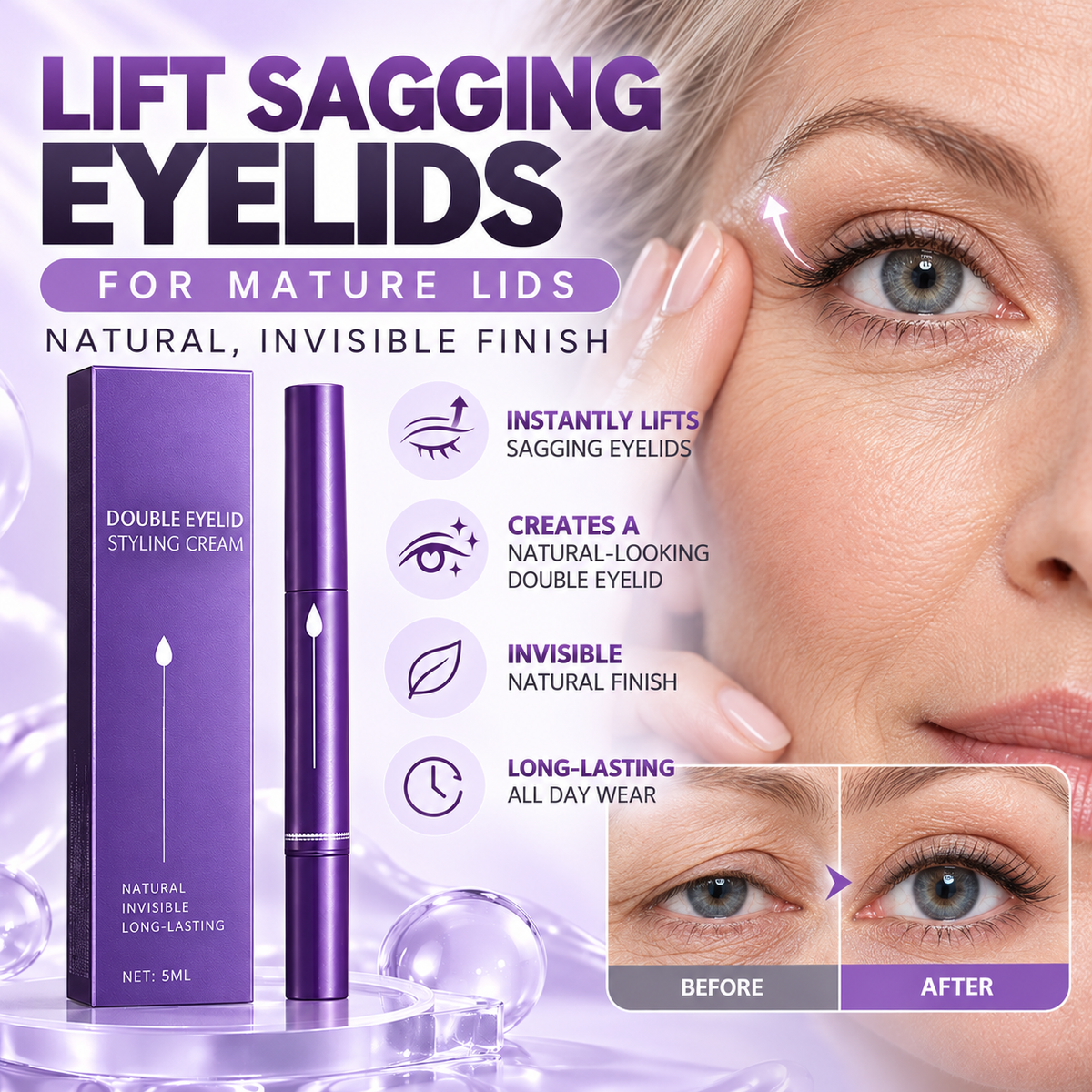 Stylo crème invisible pour paupières doubles