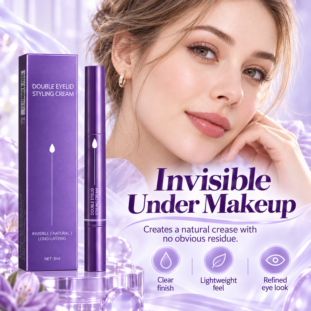 Stylo crème invisible pour paupières doubles