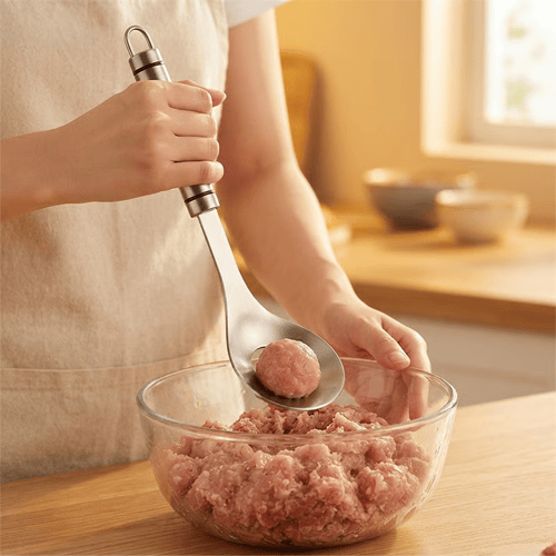 Cuillère à boulettes en acier inoxydable 304